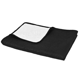 vidaXL Double-Sided Quilted Bedspread 230 x 260 cm Black and White