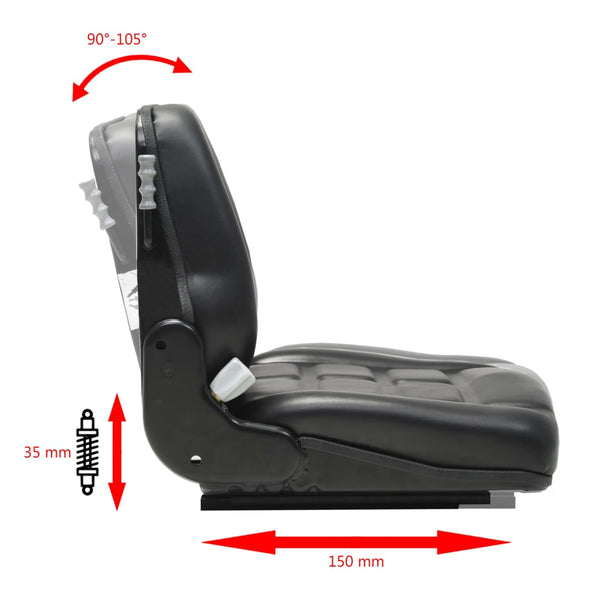vidaXL Forklift Seat & Tractor Seat with Suspension Adjustable Backrest
