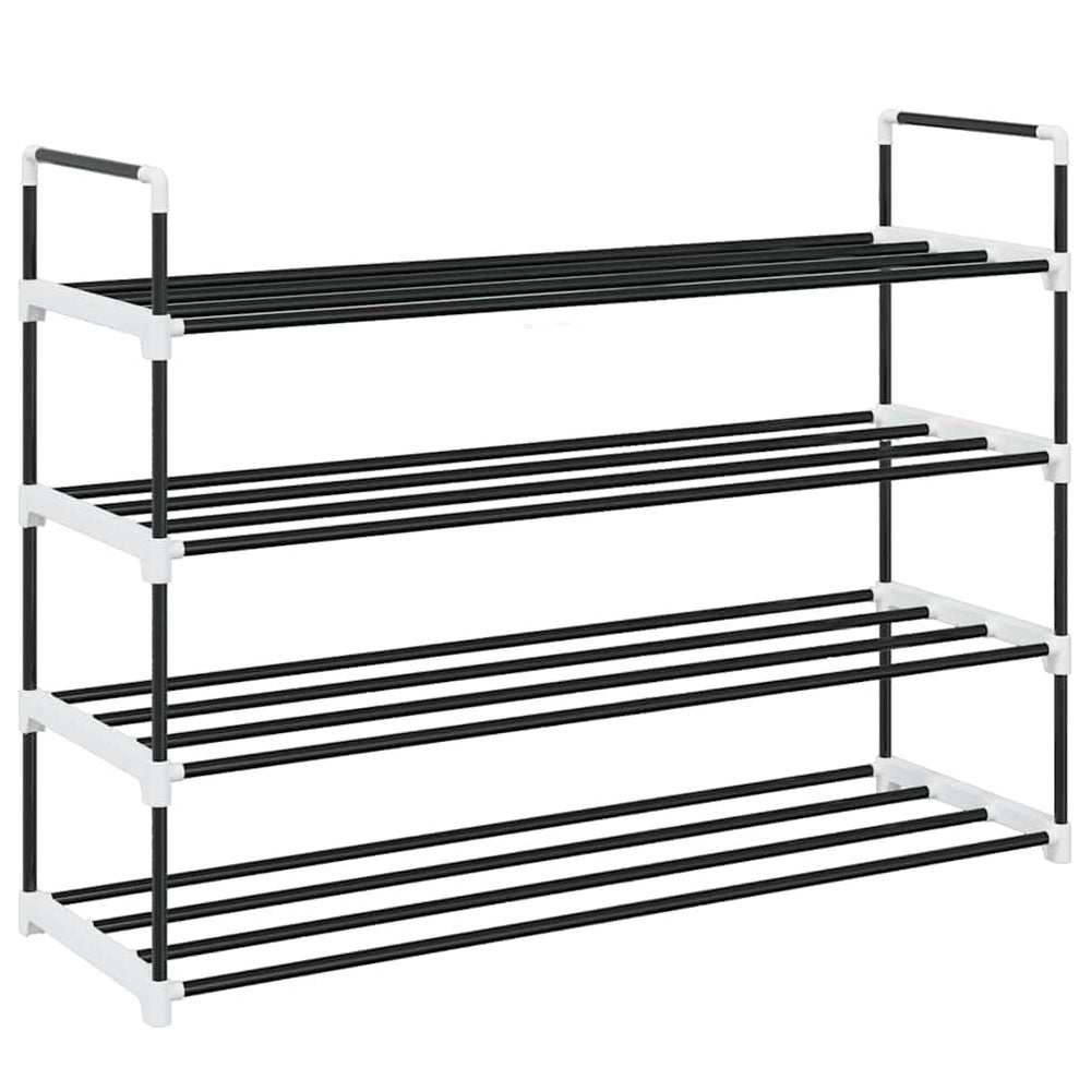 vidaXL 4-Tier Shoe Rack Metal and Plastic Black