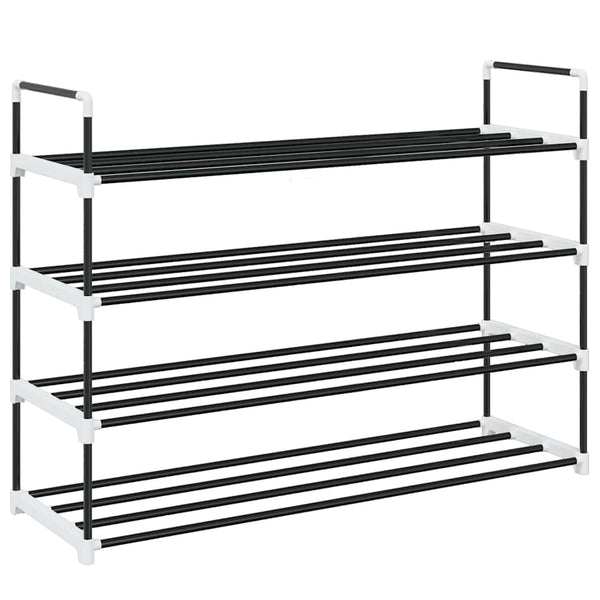 vidaXL 4-Tier Shoe Rack Metal and Plastic Black