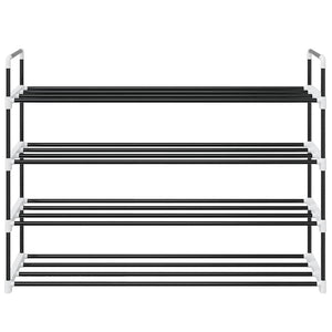 vidaXL 4-Tier Shoe Rack Metal and Plastic Black