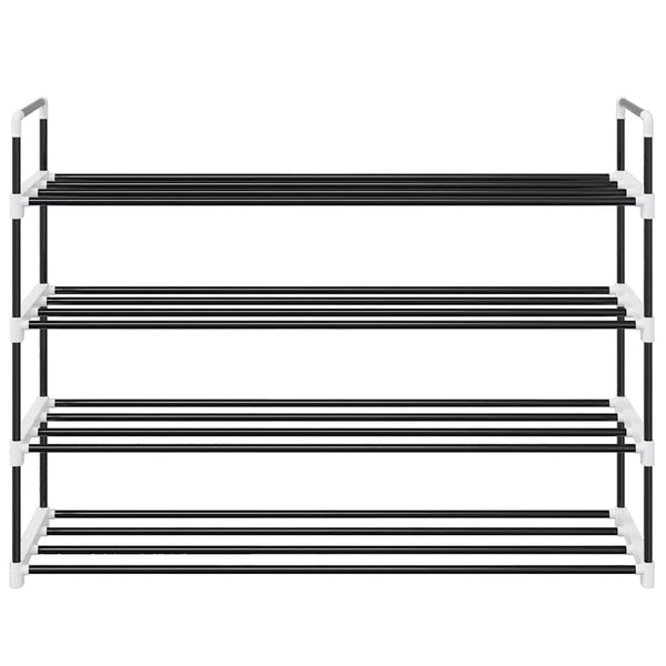 vidaXL 4-Tier Shoe Rack Metal and Plastic Black