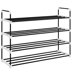 vidaXL 4-Tier Shoe Rack Metal and Plastic Black