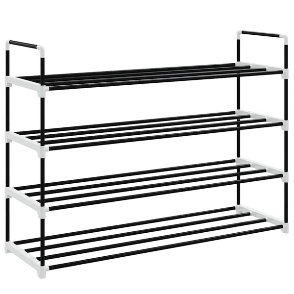 vidaXL 4-Tier Shoe Rack Metal and Plastic Black