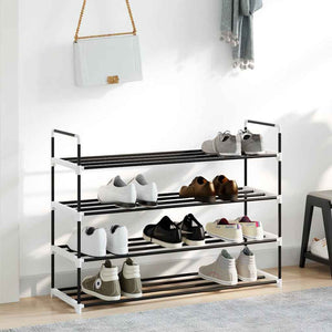 vidaXL 4-Tier Shoe Rack Metal and Plastic Black