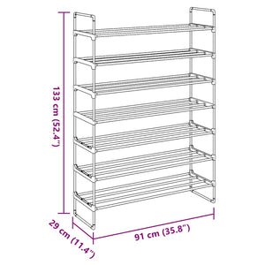 vidaXL 7-Tier Shoe Rack Metal and Plastic Black
