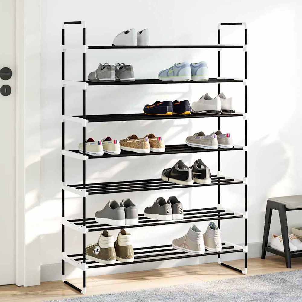 vidaXL 7-Tier Shoe Rack Metal and Plastic Black
