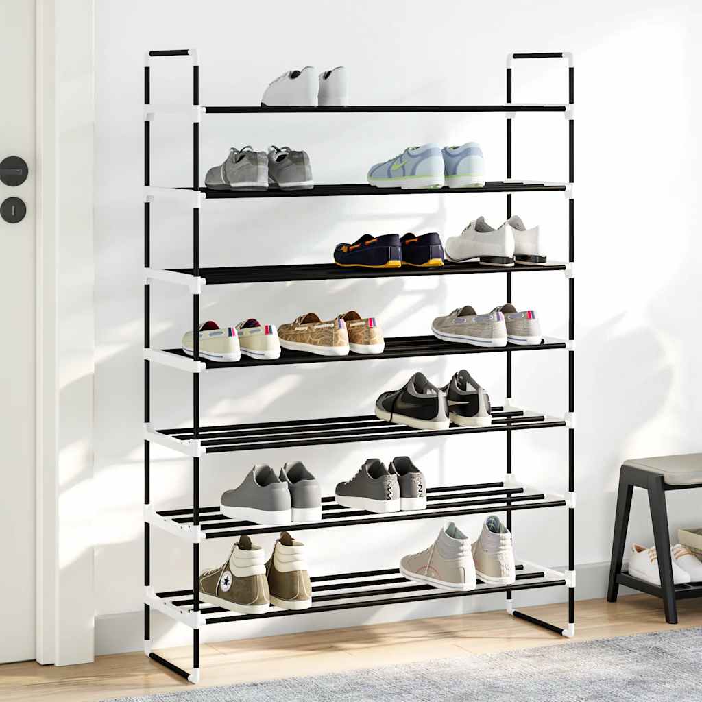 vidaXL 7-Tier Shoe Rack Metal and Plastic Black