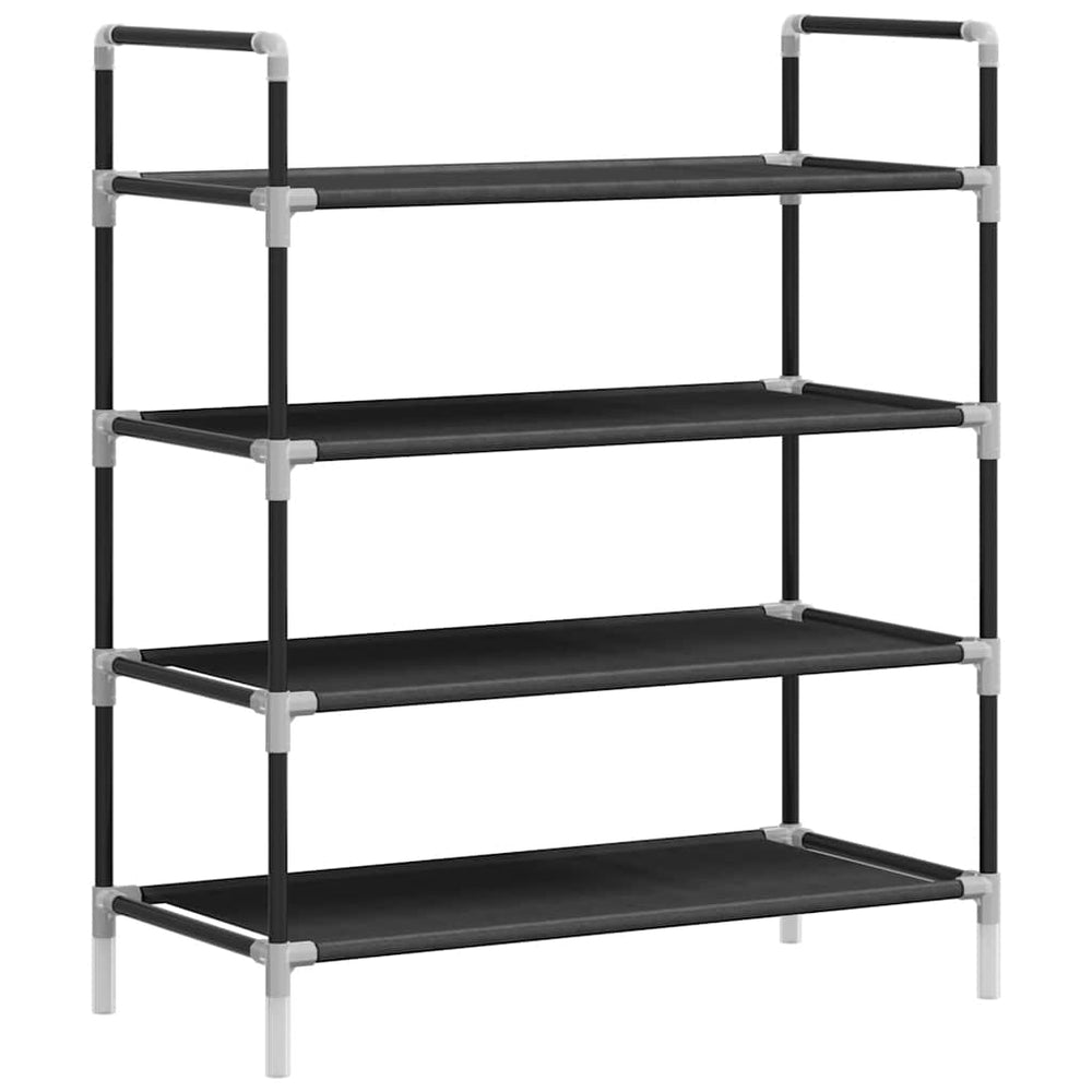 vidaXL 4-Tier Shoe Rack Metal and Non-Woven Fabric Black