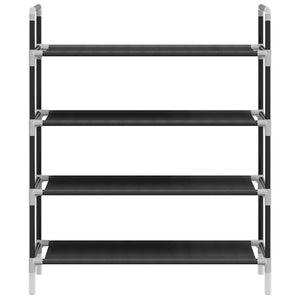 vidaXL 4-Tier Shoe Rack Metal and Non-Woven Fabric Black
