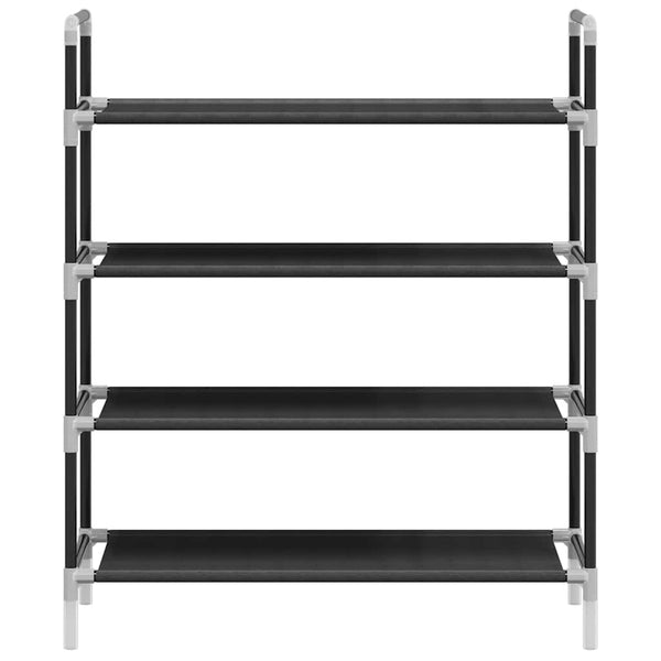 vidaXL 4-Tier Shoe Rack Metal and Non-Woven Fabric Black