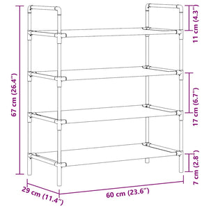 vidaXL 4-Tier Shoe Rack Metal and Non-Woven Fabric Black