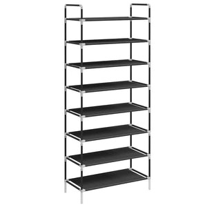 vidaXL 8-Tier Shoe Rack Metal and Non-Woven Fabric Black