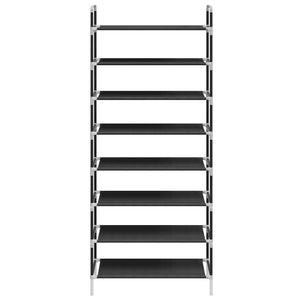 vidaXL 8-Tier Shoe Rack Metal and Non-Woven Fabric Black