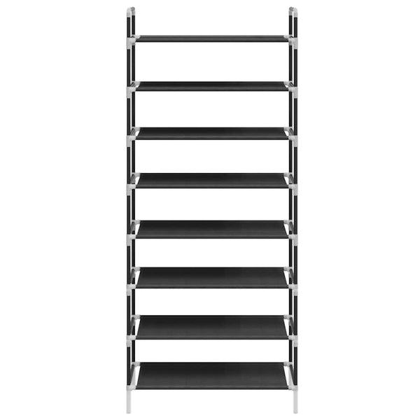 vidaXL 8-Tier Shoe Rack Metal and Non-Woven Fabric Black
