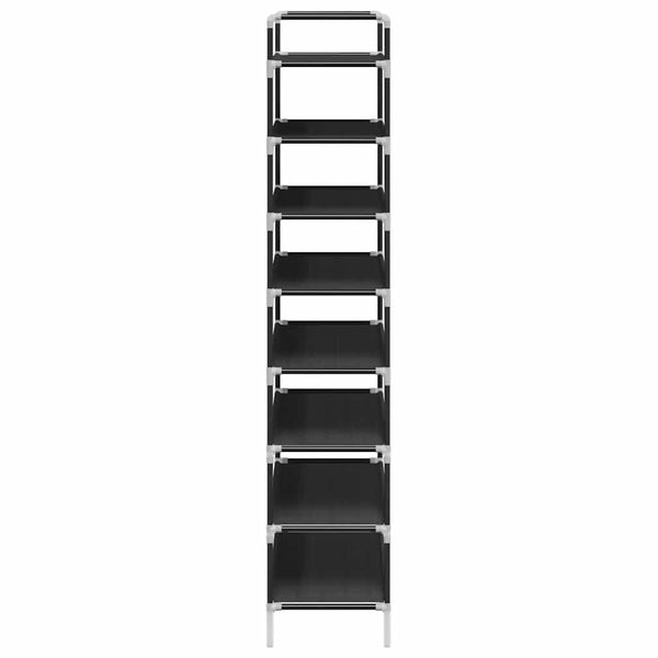vidaXL 8-Tier Shoe Rack Metal and Non-Woven Fabric Black