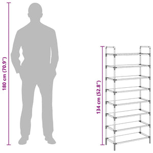 vidaXL 8-Tier Shoe Rack Metal and Non-Woven Fabric Black