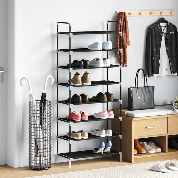 vidaXL 8-Tier Shoe Rack Metal and Non-Woven Fabric Black