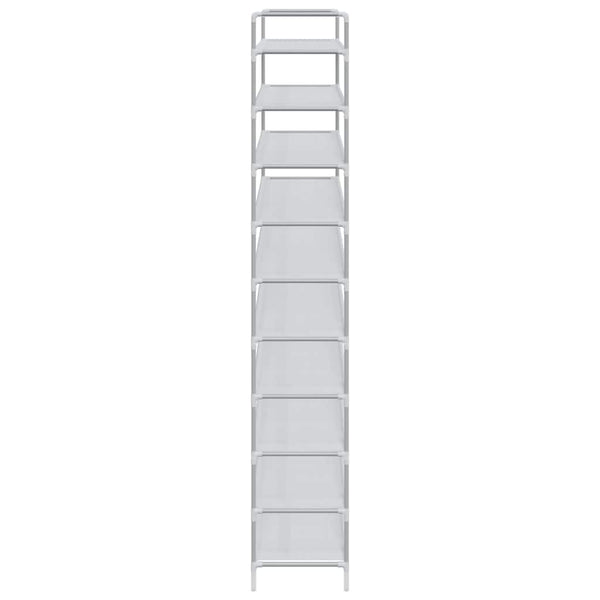 vidaXL Shoe Rack with 10 Shelves Metal and Non-Woven Fabric Silver
