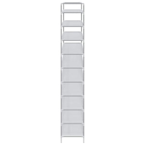vidaXL Shoe Rack with 10 Shelves Metal and Non-Woven Fabric Silver