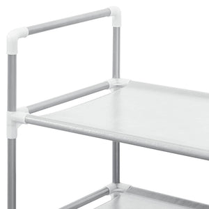 vidaXL Shoe Rack with 10 Shelves Metal and Non-Woven Fabric Silver