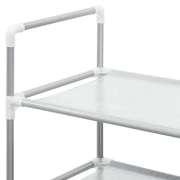 vidaXL Shoe Rack with 10 Shelves Metal and Non-Woven Fabric Silver
