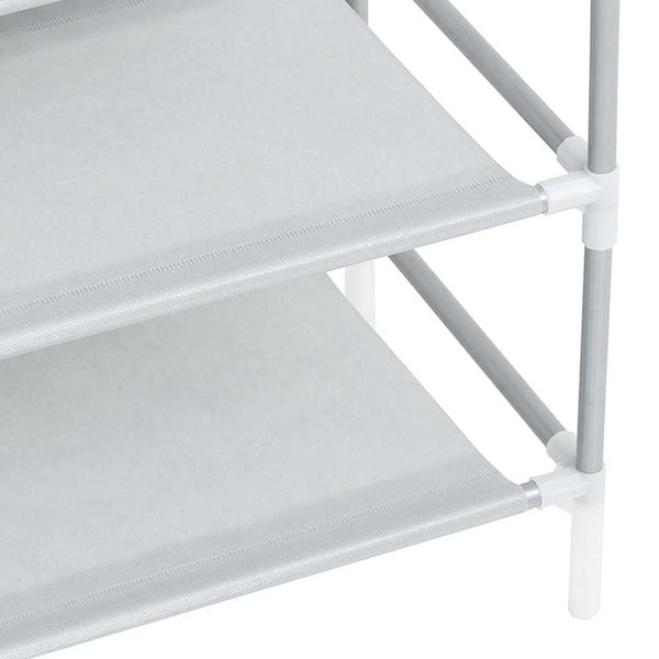 vidaXL Shoe Rack with 10 Shelves Metal and Non-Woven Fabric Silver