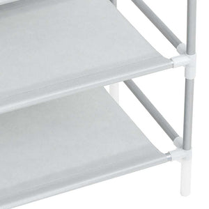 vidaXL Shoe Rack with 10 Shelves Metal and Non-Woven Fabric Silver
