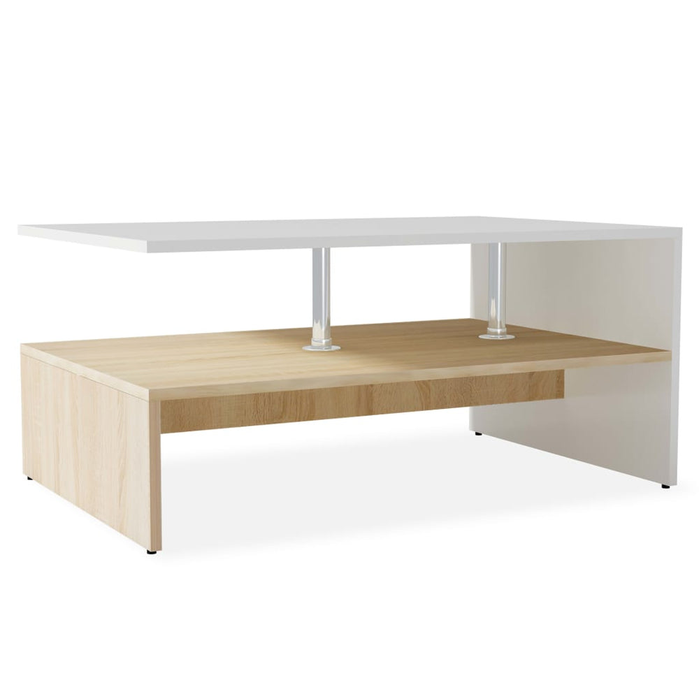 vidaXL Coffee Table Engineered Wood 90x59x42 cm Oak and White