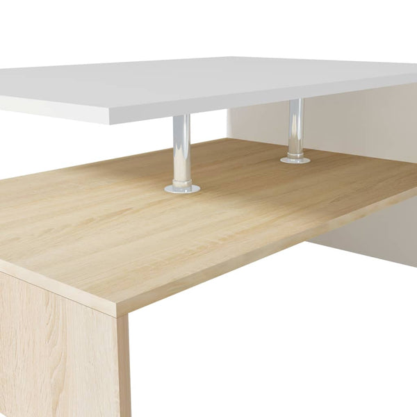 vidaXL Coffee Table Engineered Wood 90x59x42 cm Oak and White