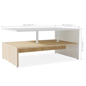 vidaXL Coffee Table Engineered Wood 90x59x42 cm Oak and White