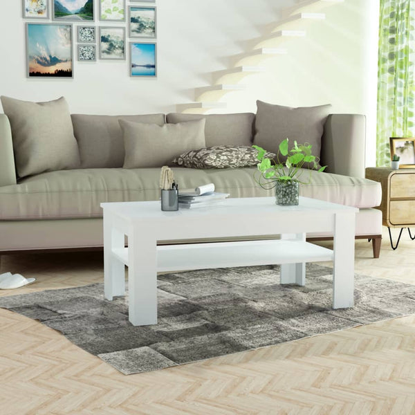vidaXL Coffee Table Engineered Wood 110x65x48 cm White