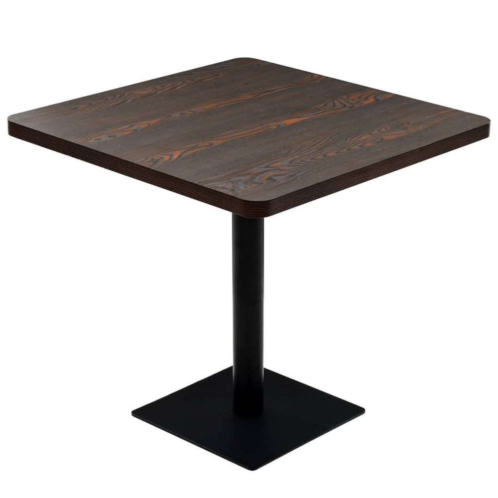 vidaXL Bistro Table MDF and Steel Square 80x80x75cm Dark Ash