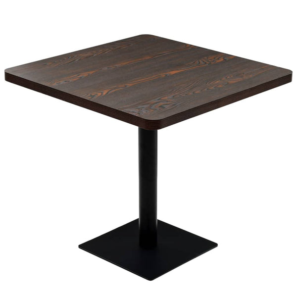 vidaXL Bistro Table MDF and Steel Square 80x80x75cm Dark Ash