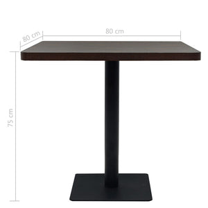 vidaXL Bistro Table MDF and Steel Square 80x80x75cm Dark Ash