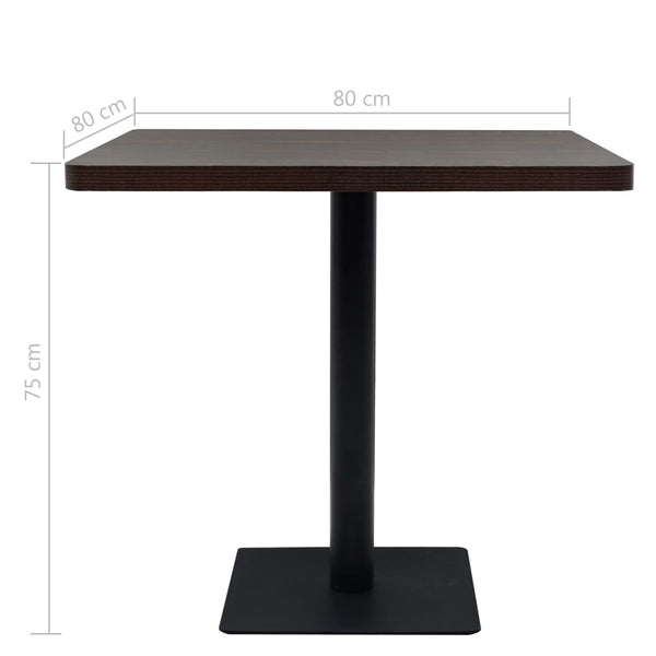 vidaXL Bistro Table MDF and Steel Square 80x80x75cm Dark Ash