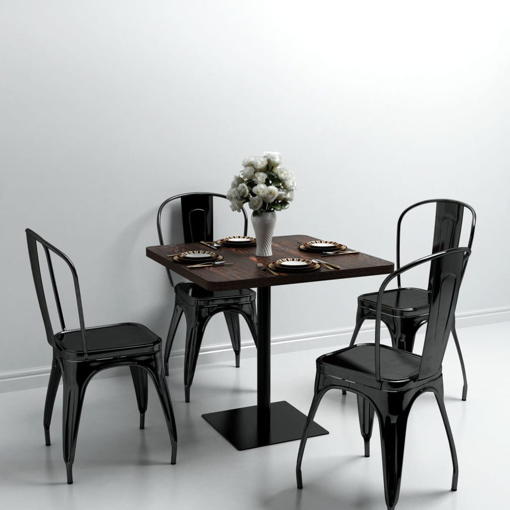 vidaXL Bistro Table MDF and Steel Square 80x80x75cm Dark Ash
