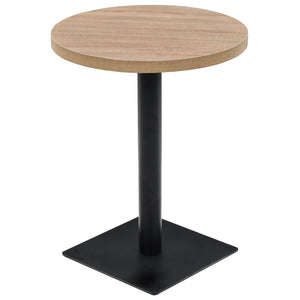 vidaXL Bistro Table MDF and Steel Round 60 x 75 cm Oak Look