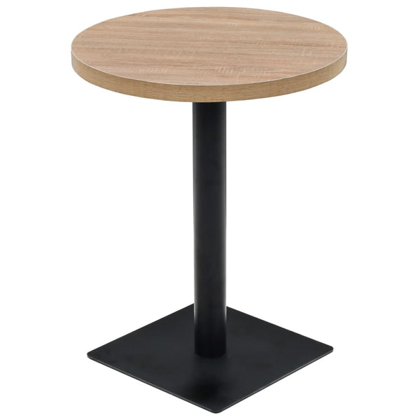 vidaXL Bistro Table MDF and Steel Round 60 x 75 cm Oak Look