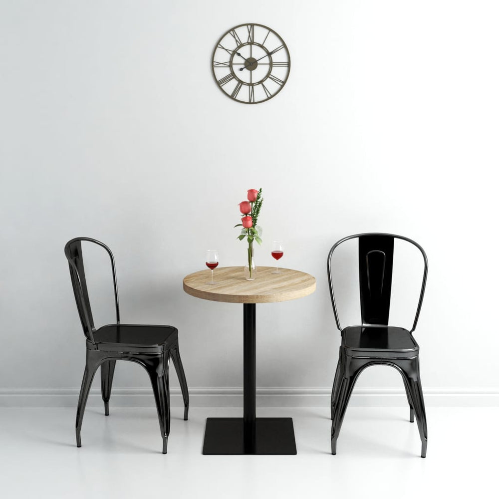 vidaXL Bistro Table MDF and Steel Round 60 x 75 cm Oak Look