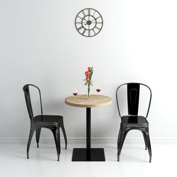 vidaXL Bistro Table MDF and Steel Round 60 x 75 cm Oak Look