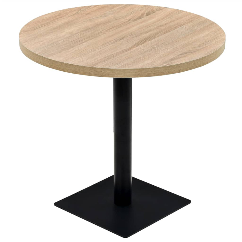 vidaXL Bistro Table MDF and Steel Round 80 x 75 cm Oak Look
