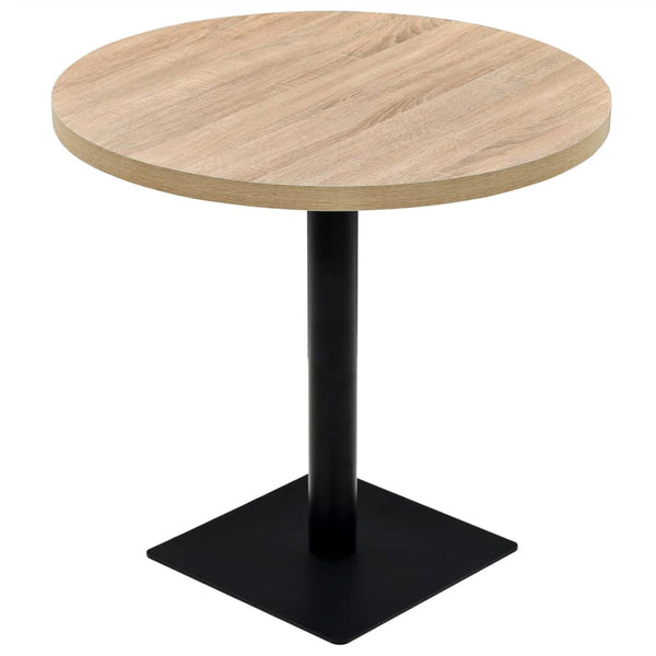 vidaXL Bistro Table MDF and Steel Round 80 x 75 cm Oak Look