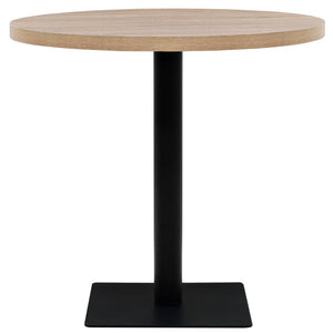 vidaXL Bistro Table MDF and Steel Round 80 x 75 cm Oak Look