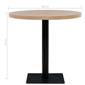 vidaXL Bistro Table MDF and Steel Round 80 x 75 cm Oak Look
