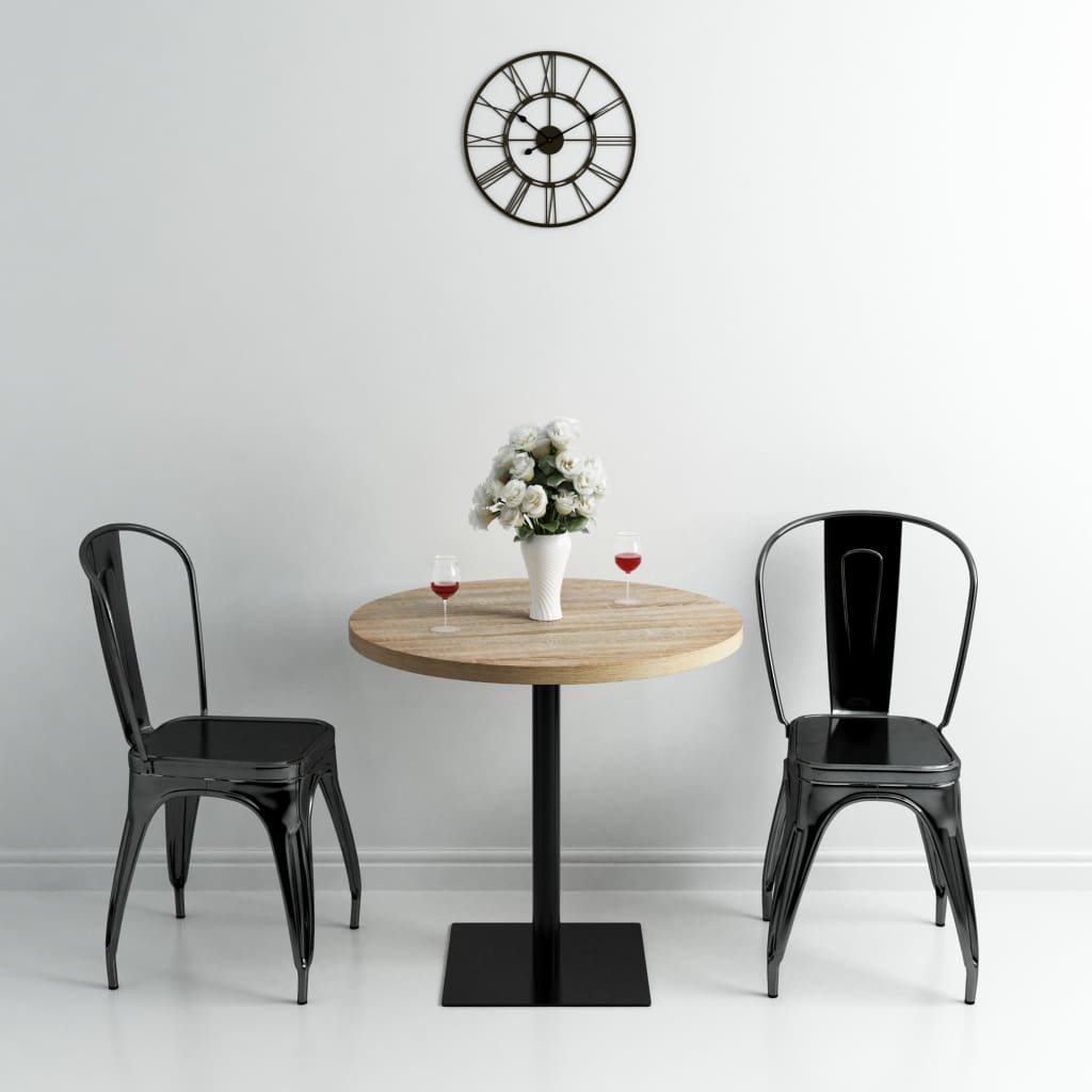 vidaXL Bistro Table MDF and Steel Round 80 x 75 cm Oak Look