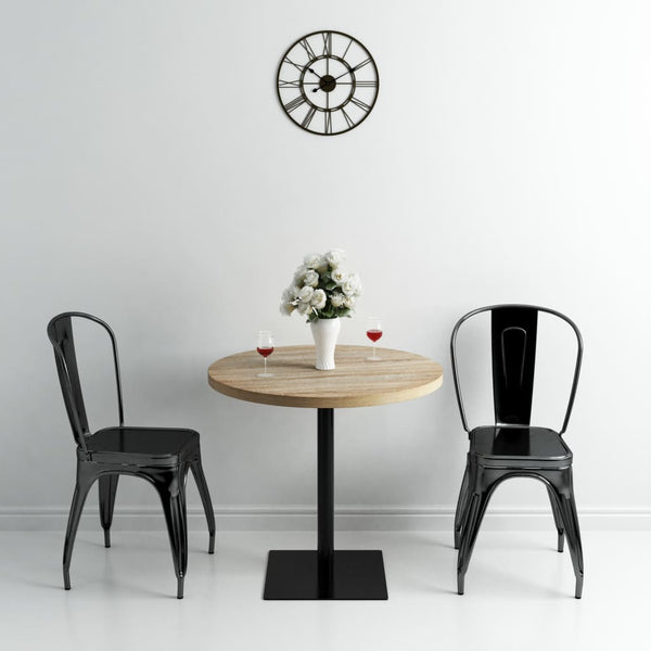 vidaXL Bistro Table MDF and Steel Round 80 x 75 cm Oak Look
