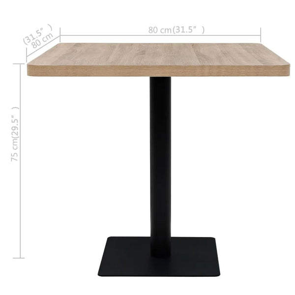 vidaXL Bistro Table MDF and Steel Square 80x80x75 cm Oak Look