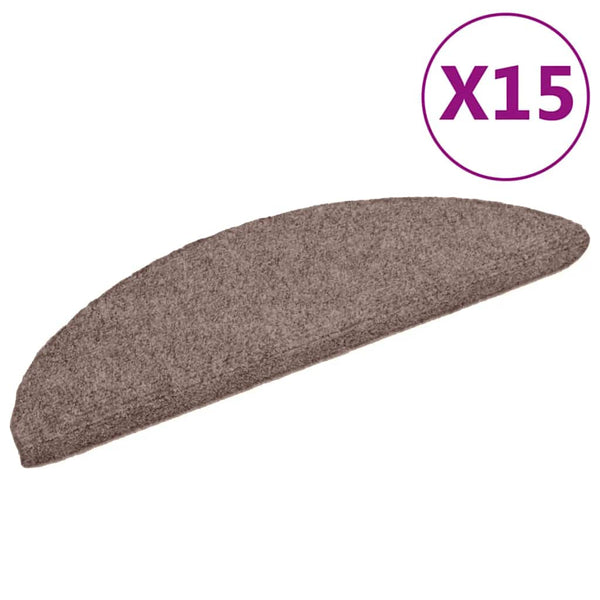 vidaXL Stair Mats Self-Adhesive 15 pcs. 56x17x3 cm Light Brown Semi-Circular