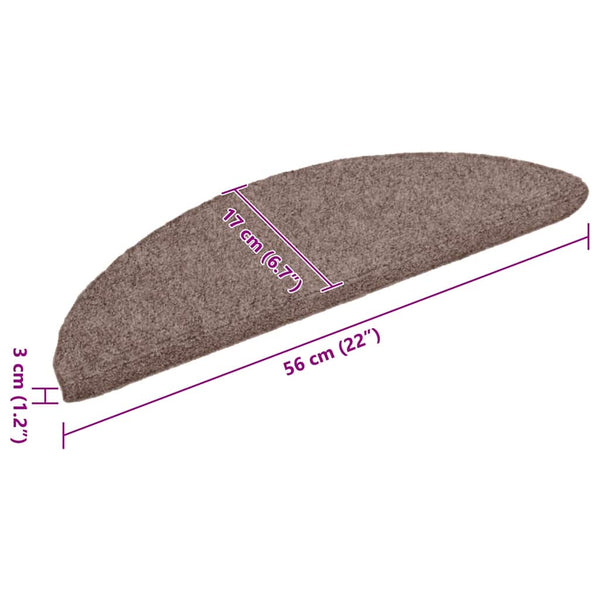 vidaXL Stair Mats Self-Adhesive 15 pcs. 56x17x3 cm Light Brown Semi-Circular